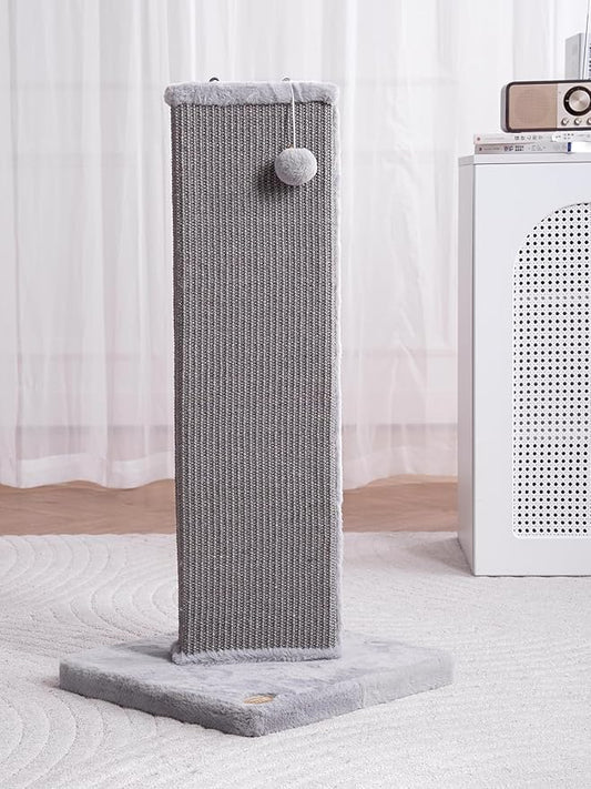 32.7" Tall Cat Scratching Post for Indoor Cats, Sisal Cat Scratcher Post with Hanging Ball