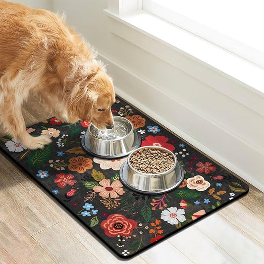 Dog Food Mats for Floors, Absorbent Dog Bowl Mat for Food and Water Dispenser Mat, Quick Dry Cat Food Mat Pet Supplies
