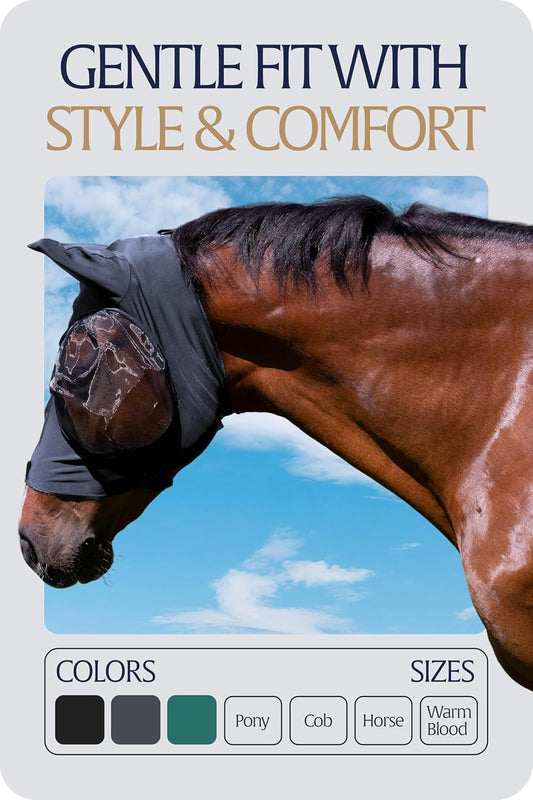 Equinavia Bug Out Fly Mask | Against Flies, Insects, UV Rays - Carbon Grey - Pony