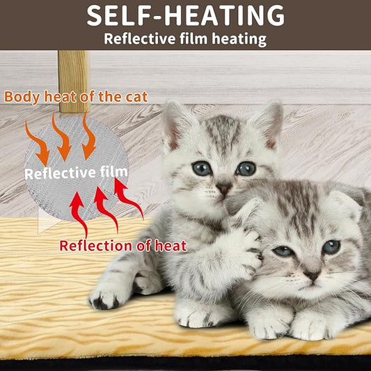 Self-Warming Cat Bed Indoor/Outdoor Super Soft Self Heating Pet Mat Washable Thermal Pad for Cat & Dog