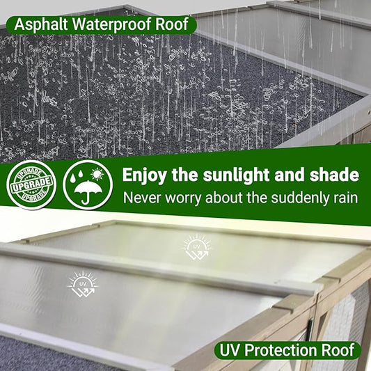 Catio Cat Enclosure Outdoor, Large Cat House Outdoor Weatherproof Attached to Window for Multi Cats, Asphalt and UV Protection Roofs, Multi Platforms-71 H 77" L