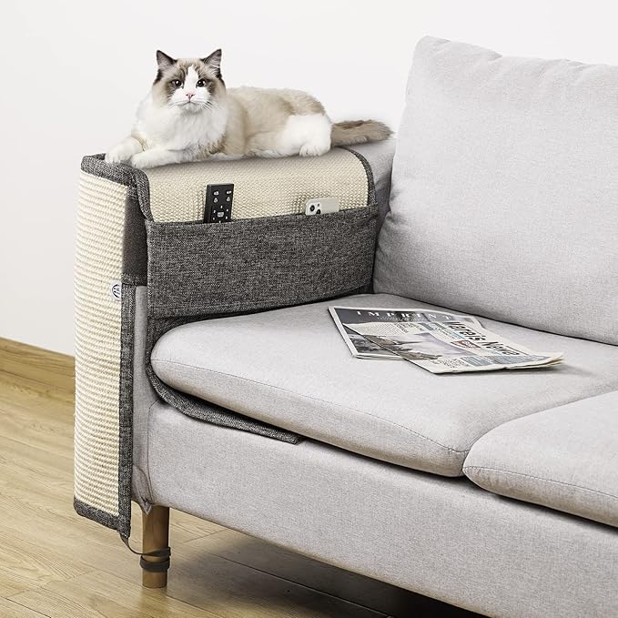 Upgraded Cat Scratch Sisal Sofa Protector,Furniture Couch Protector from Cat Scratching with Natural Sisal Full Cover 27.5''L*19.7''W(Right Hand)
