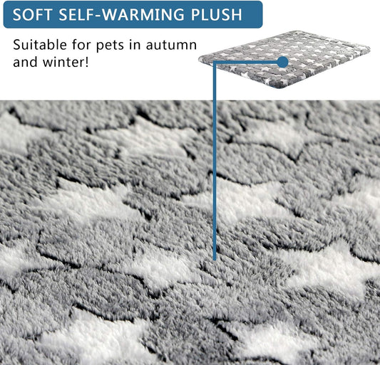 KROSER Fancy Crate Pad Bed Mat Reversible (Cool & Warm), Machine Washable, for Small to XXX-Large Dogs, Grey, Navy, Star Pattern