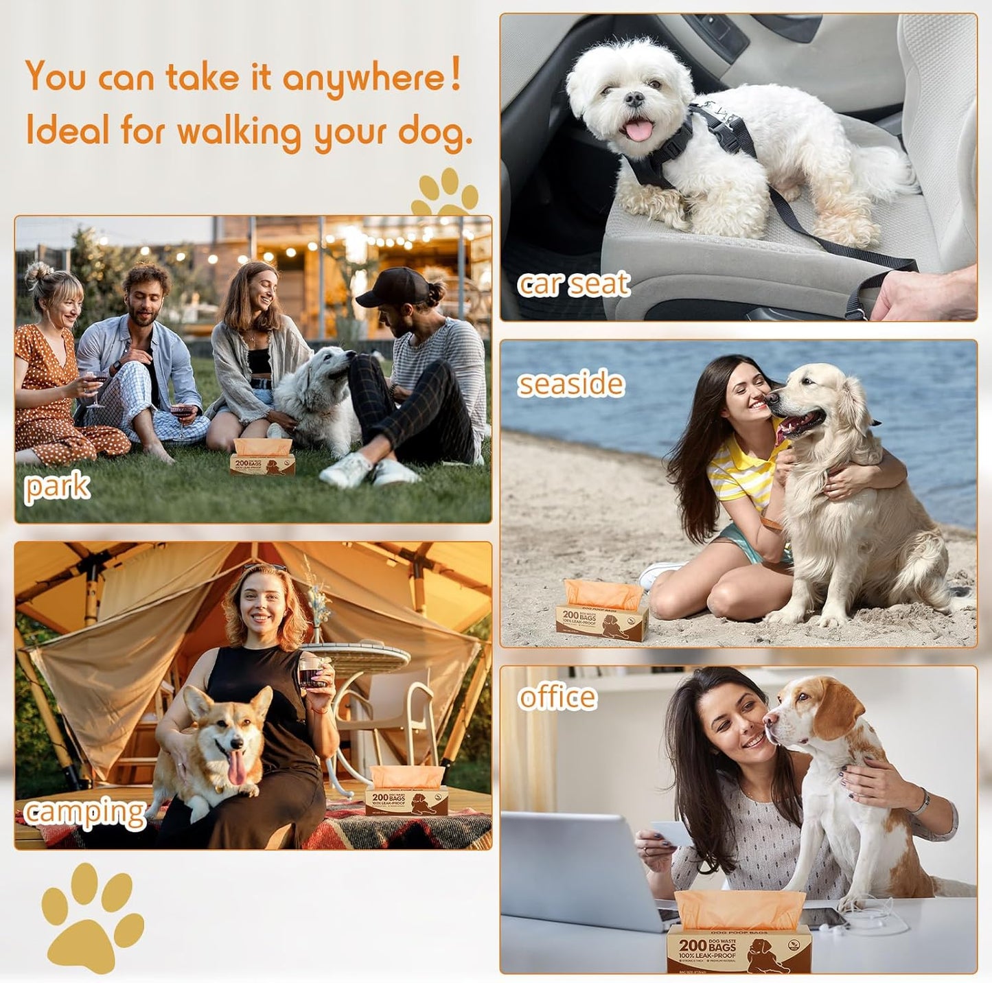 Sherr 20 Boxed Rolls 4000 Counts Dog Poop Bags Bulk Leak Proof Dog Waste Bags Universal Pet Doggy Waste Poop Box for Puppy Pets Outdoor Walking and Travel, 20 Rolls of 200(Orange)