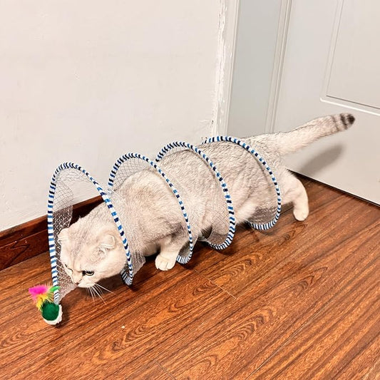 2-Pack Large Cat Tunnel Beds - Indoor & Outdoor, Interactive Spring Toys for Cats & Kittens