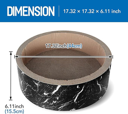 Cat Scratcher Post & Board, Round Cat Scratching Lounge Bed, Durable Pad Prevents Furniture Damage, 17.32'' x 17.32''x 6.11''