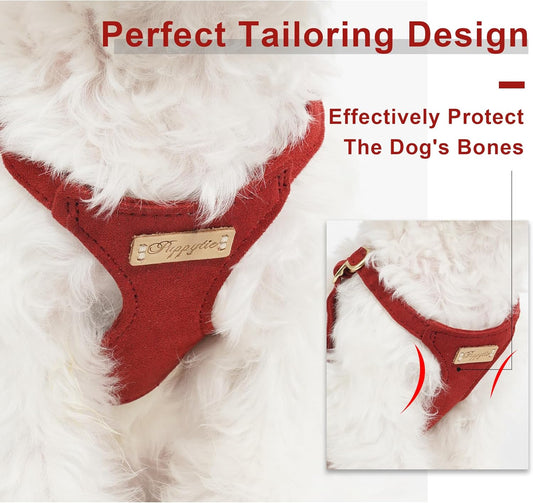 Puppytie No Pull Dog Harness with Multifunction Dog Leash,Soft Adjustable No Choke Escape Proof Pet Harness Vest for Medium Dogs or Large Dogs,red Hawthorn,M