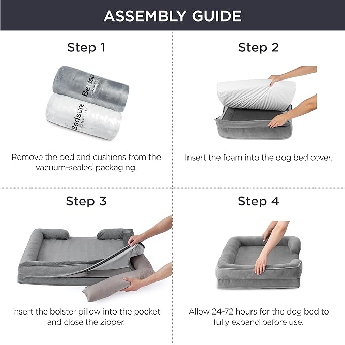 Bedsure XL Plus Orthopedic Dog Bed for Extra Large Dogs - Washable XLarge Dog Cat Bed Waterproof, Comfort Dogs Couch Sofa with Washable Removable Cover, Pet Bed with Nonskid Bottom, Hazel, 48"