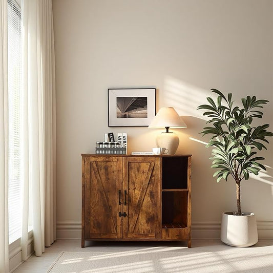 Cat Litter Robot Enclosure with Litter Collector,Cat Litter Cabinet with Dog Proof Adjustable Shelf,for Placing Litter Robot 3/4,Power Outlet (Rustic Brown)