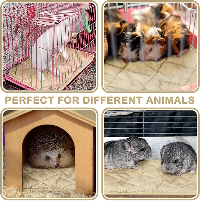 2 Pack Self Heating Cat Mat Self Warming Pet Pads Washable Kennel Mat Dog Crate Pad Reflects Body Heat Non Skid Cat Thermal Pads for Puppy Indoor Outdoor(Beige,16 x 20 Inches)