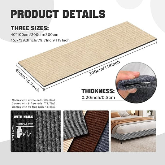118"x15.8" Cat Scratch Couch Furniture Protector, Adhesive Cat Scratch Pad Deterrent for Furniture, DIY Climbing Cat Scratcher Couch Protector from Cat Claws Scratching Mat for Indoor Sofa (Khaki)