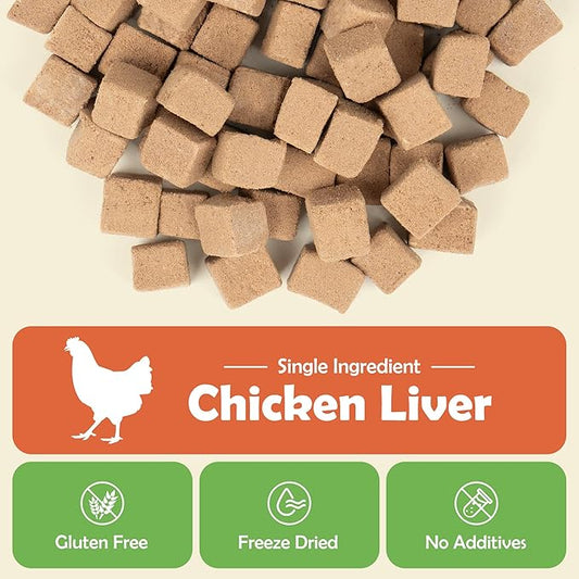 MON2SUN Freeze Dried Chicken Liver Cat and Dog Treats, Single Ingredient Natural and Healthy Dog Snacks, High Protein Training Treats & Food Topper, 10.6oz