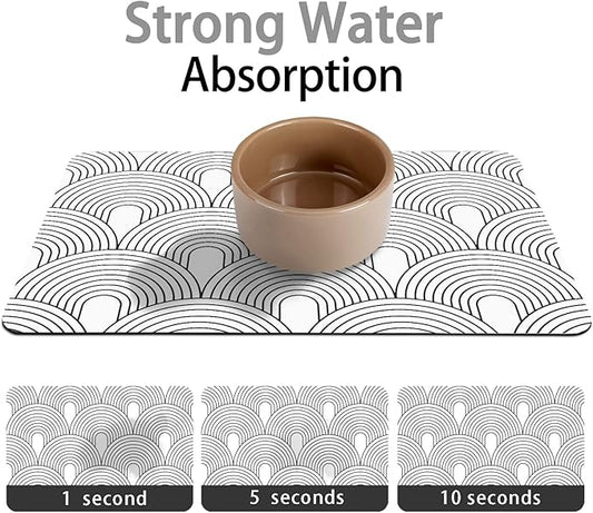 Dog Food Mats for Floors Absorbent, Pet Cat Food Mat - Quick Dry Dog Bowl Mats for Food and Water, Eco-Friendly Boho Pet Supplies 12" x 20"