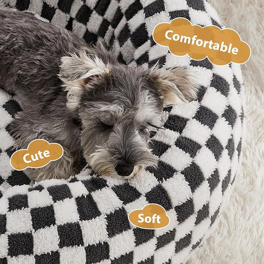 BFPETHOME Donut Dog Bed Medium Size Dogs, Cute Medium Dog Bed for Puppy and Kitten, Round Calming Pet Beds with Non-Slip Bottom, Machine Washable,27inch, Grey