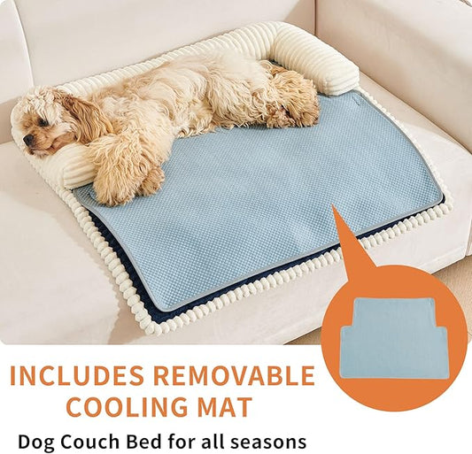 HAOMAIJIA Dog Couch Bed for Small Dogs, Non Slip Pet Couch Covers for Sofa Thick Soft Washable Dog Couch Cover Protector All Seasons Universal Dogs and Cats Bed Mat (Navy Blue, Small)