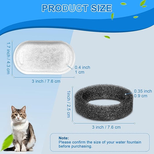 Cat Water Fountain Filters, 32 Pack Cat Replacement Filters for Stainless Steel 108oz/3.2L& 67oz/2L adjustable Flow Pet Water, Dog Fountain Filter(16+16 Pack)