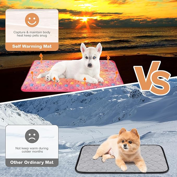 4 Pack Self Heating Cat Bed Cat Self Warming Pad with Removable Cover Extra Warm Thermal Pet Pad Washable Pet Crate Mat Anti Slip Kennel for Indoor Outdoor Pets (Small Star,16 x 20 Inches)