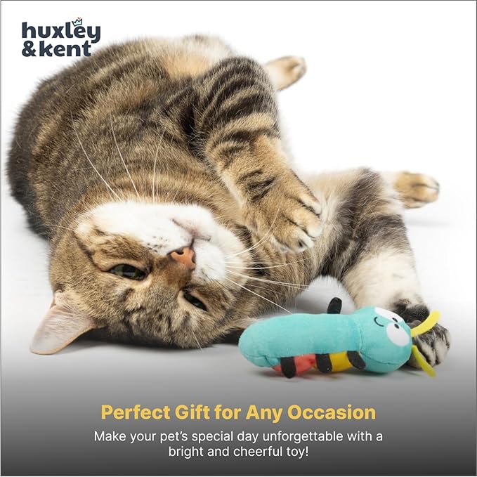 Huxley & Kent Plush Cat Toy - Interactive Catnip Toy for Cats & Kittens - Soft Kitty Toys with Crinkle & Catnip - Fun Indoor Play - Caterpillar
