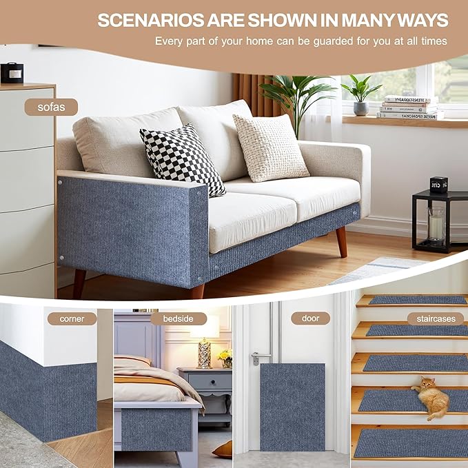 78.7"x15.8" Cat Scratch Mat Couch Furniture Protector,DIY Climb Cat Scratcher for Cat Couch Furniture or Wall Protector,Covering Cat Tower for Claws Scratching for Indoor (Light Gray)