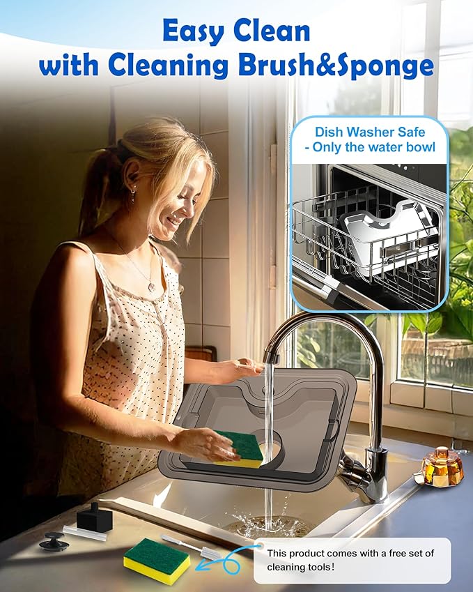 3Gal Large Ultra-Purification Dog Water Fountain SS304,Dog Cat Drinking Bowl Dispenser with Visual Window,Widely Drinking Area,Deep Purification Filter,Triple Waterfall Structures,Low Water Indicator