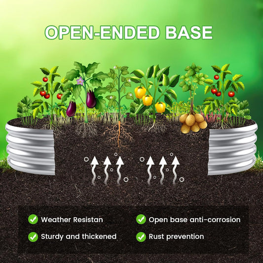 2pack 8×4×1ft Raised Garden Bed,Outdoor Galvanized Planter Boxes, Oval Large Metal Raised Garden Beds for Vegetables