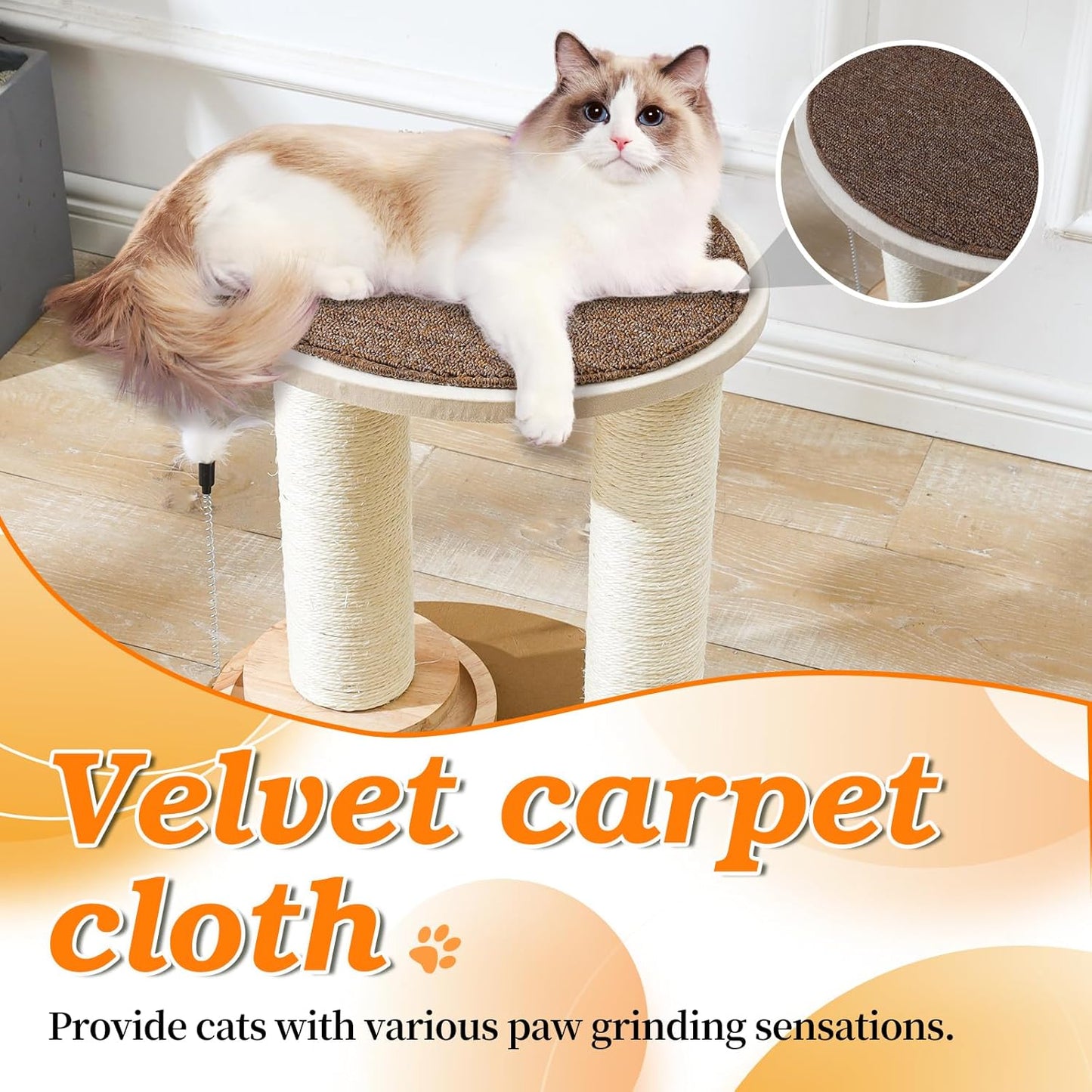 Wood Cat Tree Tower with Scratching Posts β Handmade Cat Condo for Indoor Cats β Cat Scratcher & Resting Platform β Stable & Stylish Cat Furniture