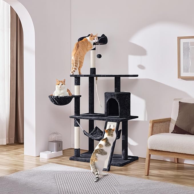 Yaheetech 63.5in Multi-Level Cat Tree Tower Condo with Scratching Posts, Platform & Hammock, Cat Activity Center Play Furniture for Kittens, Cats & Pets