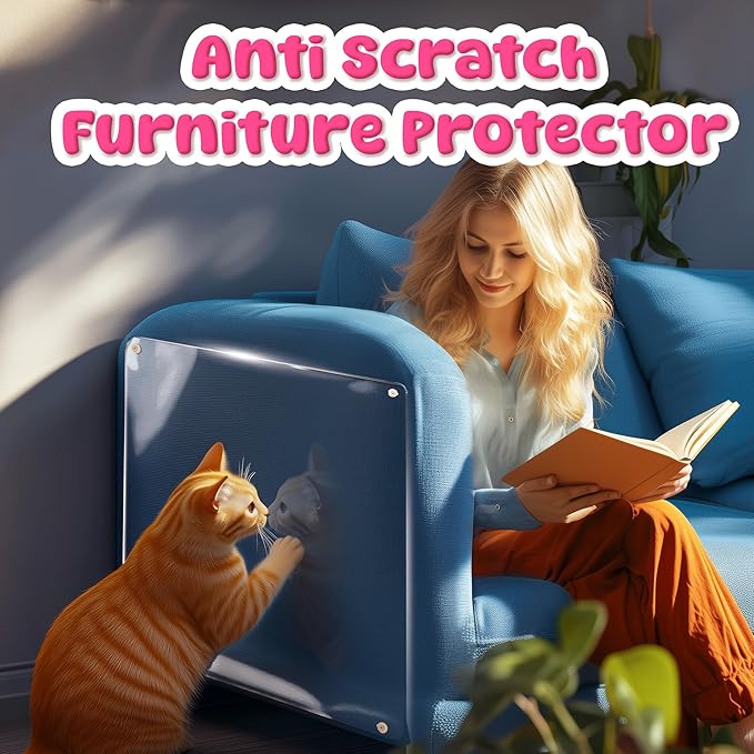 Cat Scratch Furniture Protector: 12 Pcs Couch Protectors Tape from Cats Claws Scratching Single Sided Clear Sticky Sheets Proof Clawing Sofa Corner Protection Cover Anti Scratch for Furniture