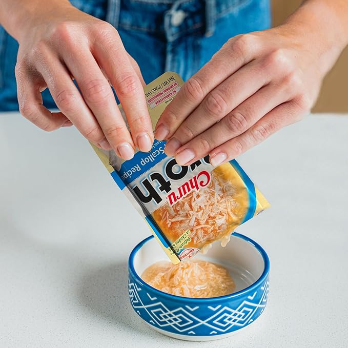 INABA Churu Broth for Cats, Side Dish Pouch, 1.4 Ounces per Pouch, 12 Pouches, Chicken & Tuna Recipe