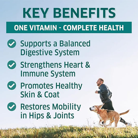 Dog Multivitamin - Dog Vitamins and Supplements - Digestive Enzymes & Probiotics - Probiotics for Dogs - for Skin and Coat Allergies - Immune System & Overall Health - 120 Soft Chew Dog Treats