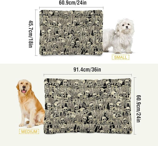 Pet Bed Fun Skull Dog Bed Mat Absorbing Non Slip Pad Pet Sleeping Mat for Small, Medium, and Large Dogs Puppy Cat 36 in x 24 in