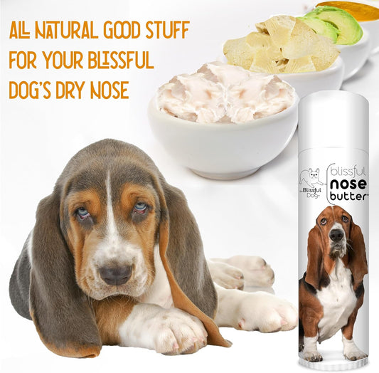 The Blissful Dog Basset Hound Nose Butter for Dry, Cracked Skin, Lick-Safe Dog Nose Balm with Moisturizing Shea Butter, Almond, Olive, and Essential Oils, Pet Supplies, Uncented, 0.50 oz.