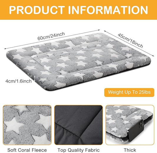 4 Pcs Washable Dog Crate Mat Kennel Pad Replaceable Reversible Pet Bed Pad for Crate Pet, Sleeping Mat for Small, Medium, Large Dog Machine Washable(18 x 24 x 1.6 Inch,Gray)