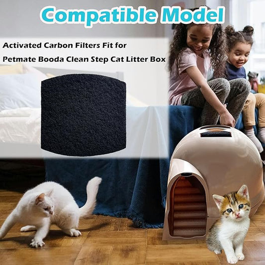 Cat Litter Box Replacement Filters for Petmate Booda Clean Step Cat Litter Box, Activated Charcoal Filters Replacement to Absorb Odors and Litter Box Deodorizer for Keep Home Fresh (6 Pack)