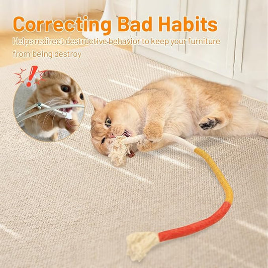 Cat Toys Chew Ropes,3Pcs Natural Catnip Chewing Rope,Safe Teeth Cleaning Toy for Indoor Kittens,Interactive Cat Nip Kitty Toys for 24 Inches All Breeds