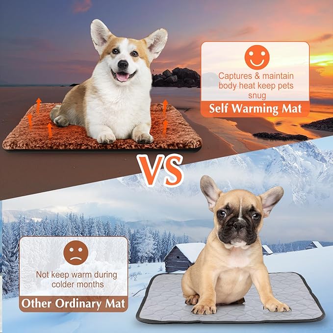 4 Pack Self Warming Cat Bed Indoor Self Heating Dog Cat Pad Washable 16 x 20 Inch Thermal Pet Kennel Pad Crate Bed Mat Reflect Body Heat for Outdoor