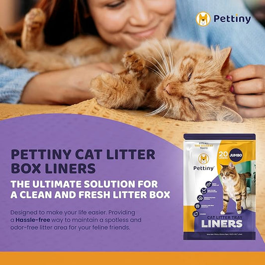 20 Jumbo Litter Box Liners with Drawstrings - Scratch Resistant Cat Litter Bags for the Biggest Litter Pan