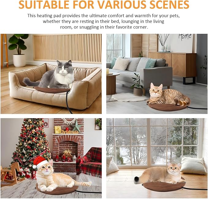 Pet Heating Pad, Electric Heated Pad for Dog Cat, Warm Mat Waterproof Dogs Cats Beds with Constant Temperature,Chew Resistant Cord, Comfortable Heater Heater Blanket Puppy and Kitten (16.0"L x 16.0"W)