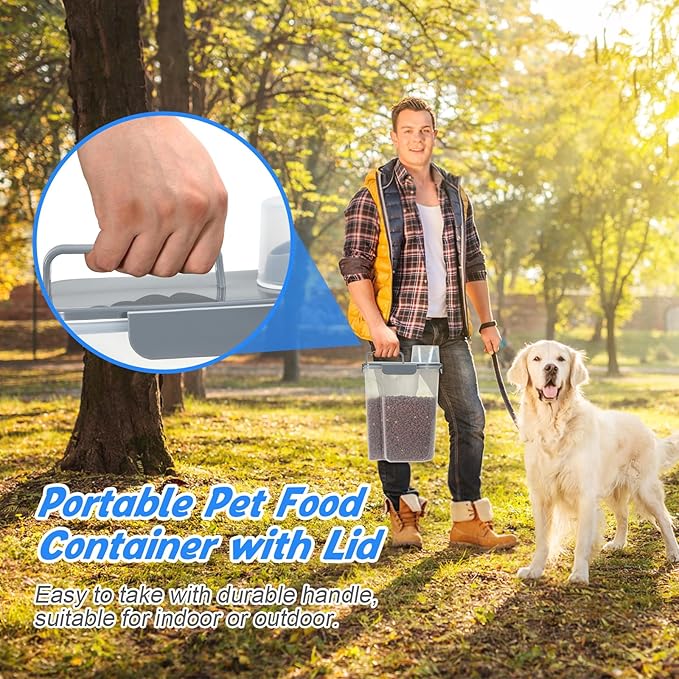 TBMax 2 Pack Cat Dog Food Storage Containers 10 to 14 Lbs, Portable Travel Pet Container Dispenser with Easy-Pouring Spout & Cup, Airtight Bird Seed Container Dog Treat Storage Bin