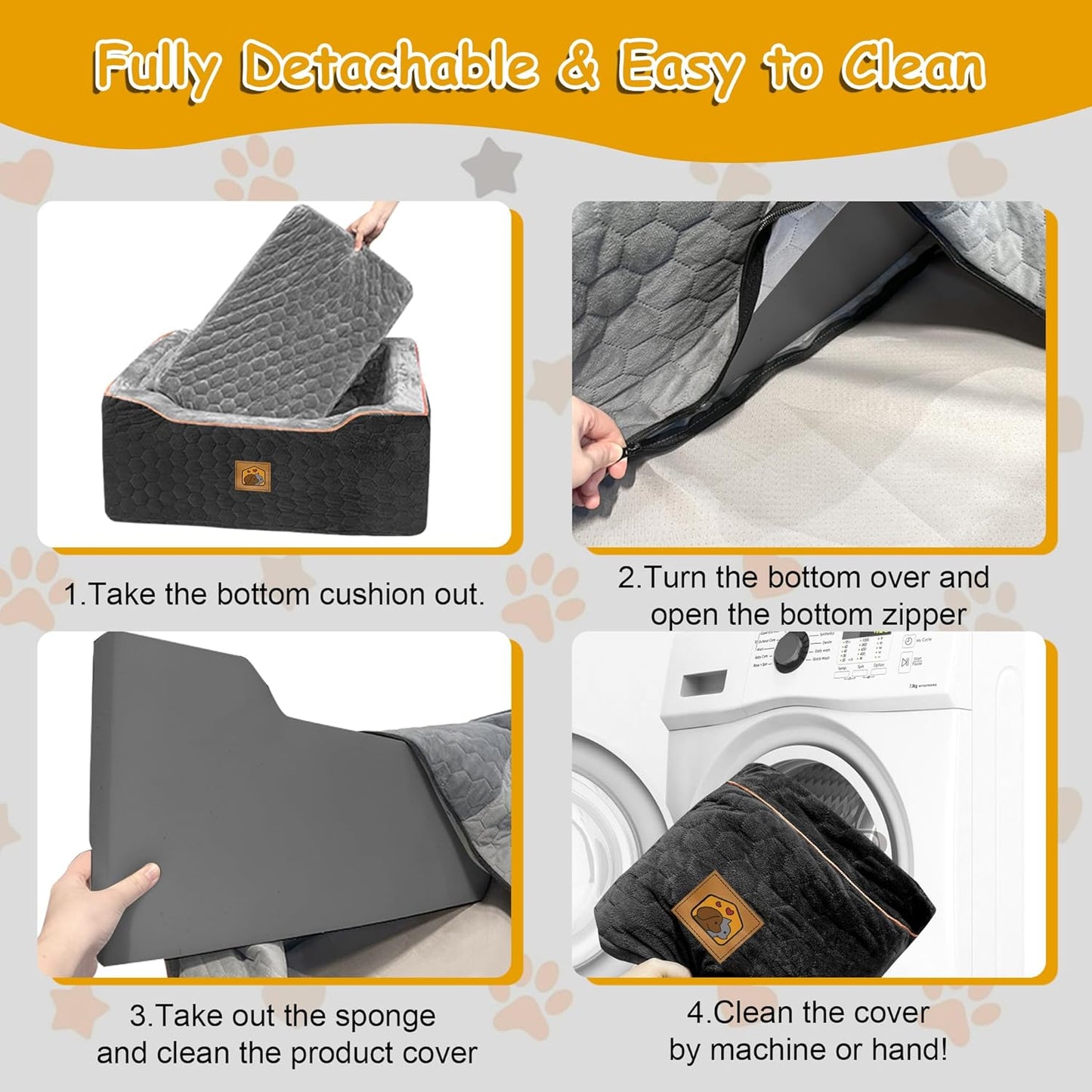 Dog Car Seat for Medium/Large Dog Booster Seat for Dogs Under 60 lbs or 2 Small Dogs, Multi-Functional Pet Car Seat with Thick Cushion, 2 Safety Leashes (BlackGray)