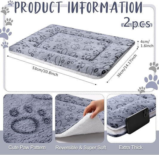 2 Pack Self Warming Cat Mat Self Heating Pad Bed Reversible Machine Washable Reflects Body Heat Warm Thermal Pet Pad Crate Blanket for Feral and Indoor Cat (Dog Paw,21" X 14")