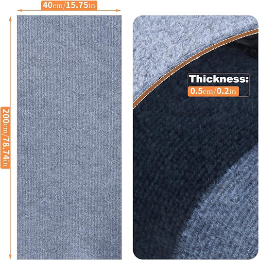 Uranshin Cat Scratch Mat,Trimmable Self-Adhesive Cat Scratch Furniture Protector Cat Scratching Post Carpet Covered 78.7"x15.8" Cat Couch Protector from Cat Claws (Light Grey)