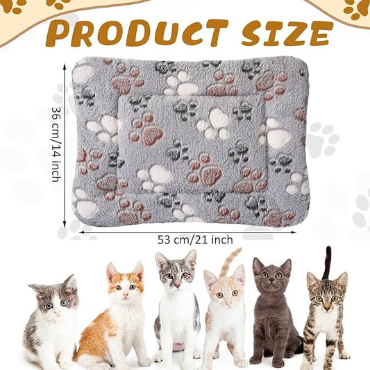 Tuanse 4 Pack Ultra Soft Dog Cat Bed Mat with Cute Prints Reversible Fleece Dog Crate Kennel Pad Cozy Washable Thickened Hamster Guinea Pig Pet Bed Mat for Small Animals (21 x14 Inches,Light Gray)