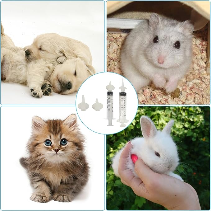 Artecare 10 Pcs Kitten Feeding Nipples and Nursing Syringe,Pet Nursing Nipples with Syringes,Nipples for Puppies Nipple for Kittens,Reusable for Newborn Kittens, Puppies, Rabbits,Small Animals