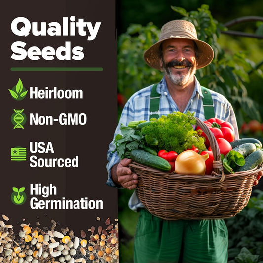 HOME GROWN π¨π¦π π£π₯ππ ππ¨π 15 Heirloom Vegetable Seeds 7,000+ π‘π’π‘-ππ π’ Seeds for Planting, Survival Garden Pack for Preppers, Emergency Bugout Gear, Indoor Outdoor Vegetable Gardening Kit