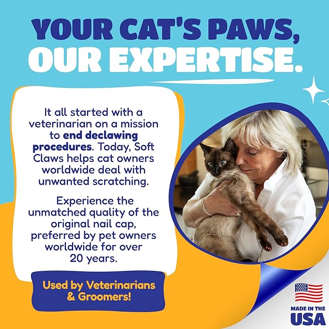 Soft Claws Cat Nail Caps for Large Cats – (40 Caps, Pride) - Made in USA - Veterinarian-Developed | Protects Furniture & Skin - Easy to Apply, Long-Lasting Anti-Scratch Soft Cat Claw Covers
