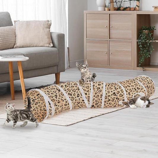 Glittme Cat Tunnel, Cat Tunnels for Indoor Cats, S-Shape Cats Cave with Cat Toys, Foldable Cat Tubes and Tunnels for Cats, Rabbit, Puppy, Guinea Pig
