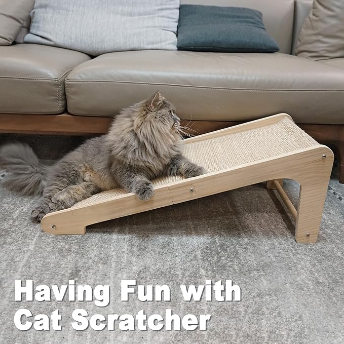 Meeyoview Sisal Cat Scratcher, L Shape Scratching Pad, Vertical Scratch Ramp for Indoor Cats, Wall & Couch Furniture Protector with Catnip