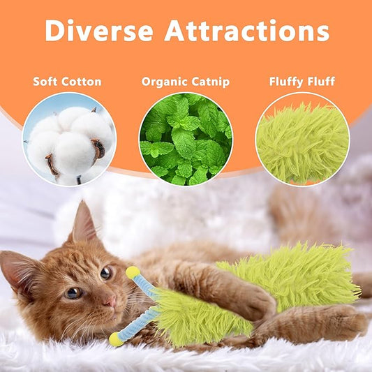 3 Pack Catnip Pillows - Soft and Durable Cat Toys With Antennae, Rich Color, Indoor Interactive Kicker, Companion for Cats (Antenna Green Set)