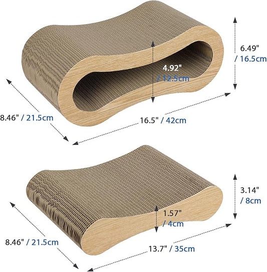 2 in 1 Cat Scratch Pad - Corrugated Cardboard Ultimate Cat Scratching Board, Reversible Cat Lounge Scratcher for Indoor Cats